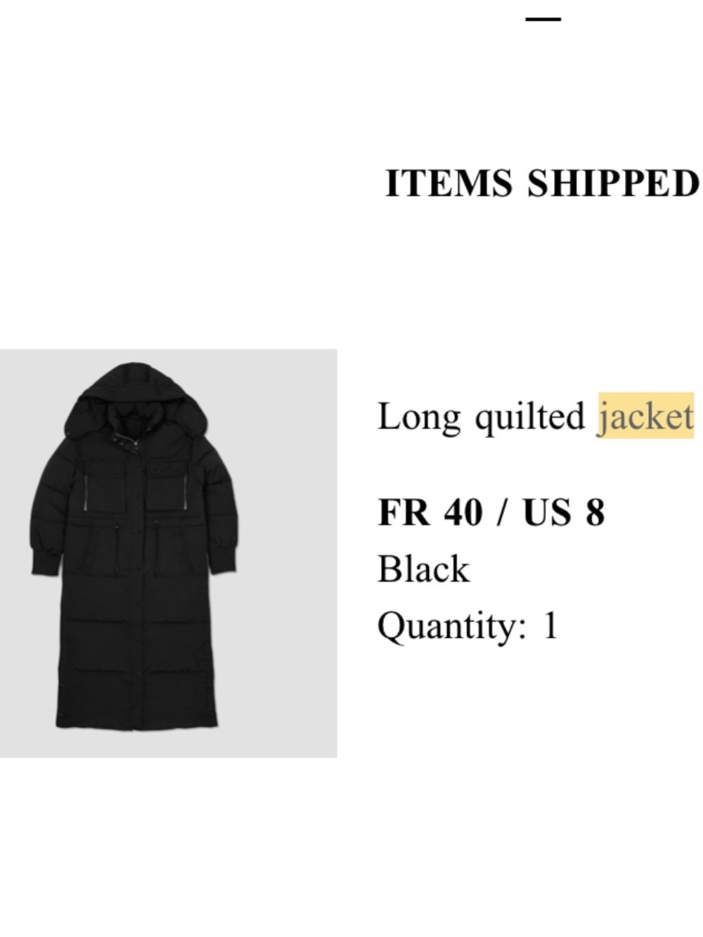 Sandro - gorgeous Long Quilted Black Hooded Coat - Women's